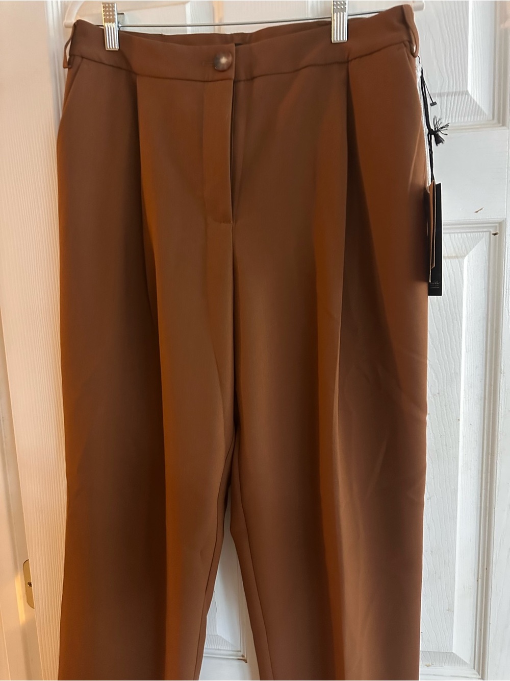Nicole Miller Chocolate Brown Straight Trousers